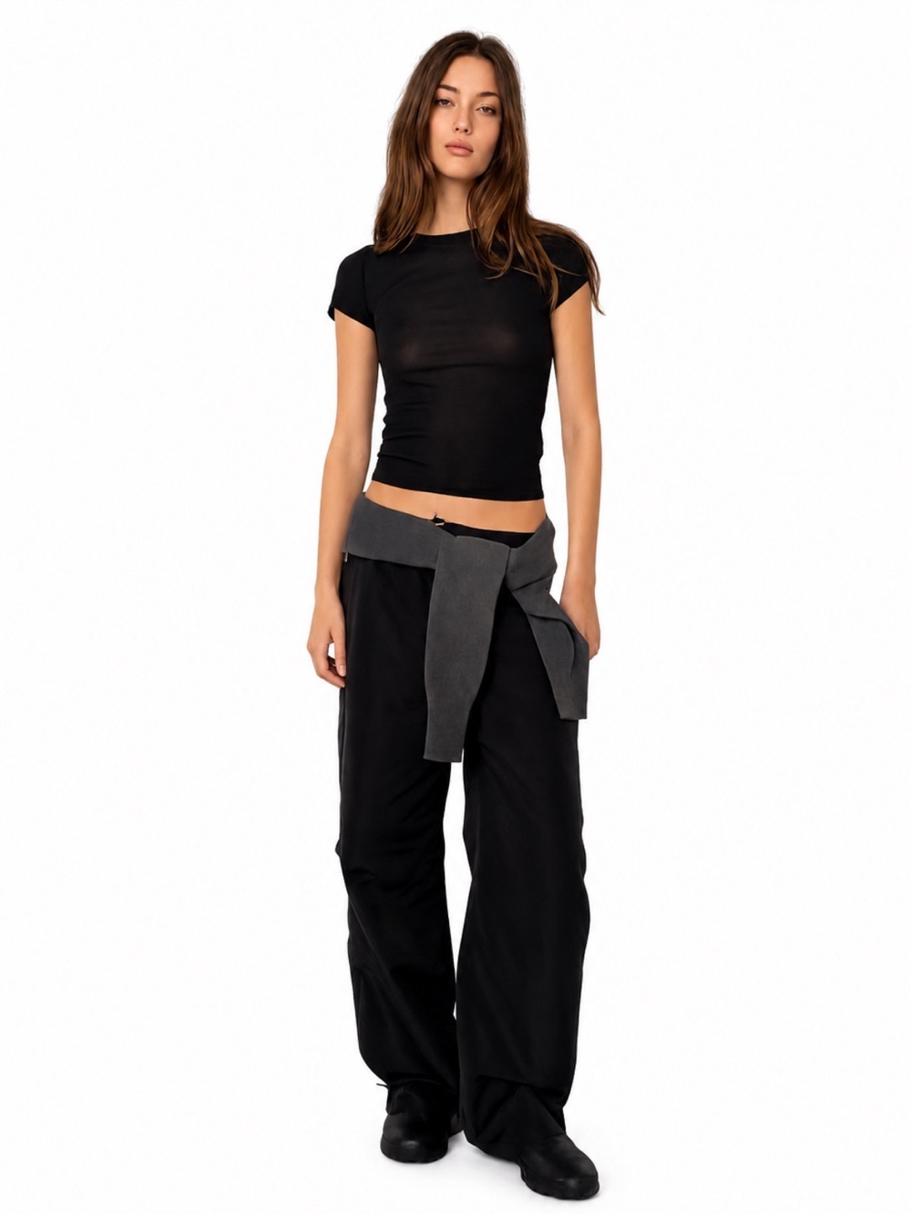 NWT! Paris Georgia Elemental Sheer Baby Tee Black Small - Picture 2 of 8